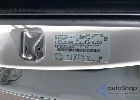 2016 Ford Escape Titanium z USA, uszkodzony, nr VIN 1FMCU9JXXGUA51005